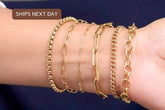 18k Gold Filled Link Chain Bracelet Set | Rectangle Paper Clip Chain Bracelets | Flat Curb Chain Bracelet | Dainty Gold Bracelets For Women
